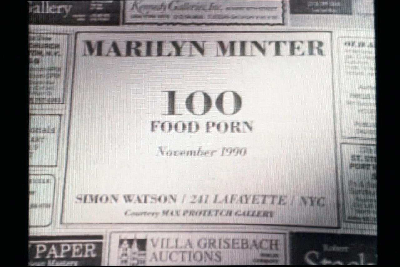 An ad Minter placed in the newspaper for her “100 Food Porn” exhibition at Simon Watson Gallery in 1990. (Courtesy Marilyn Minter)