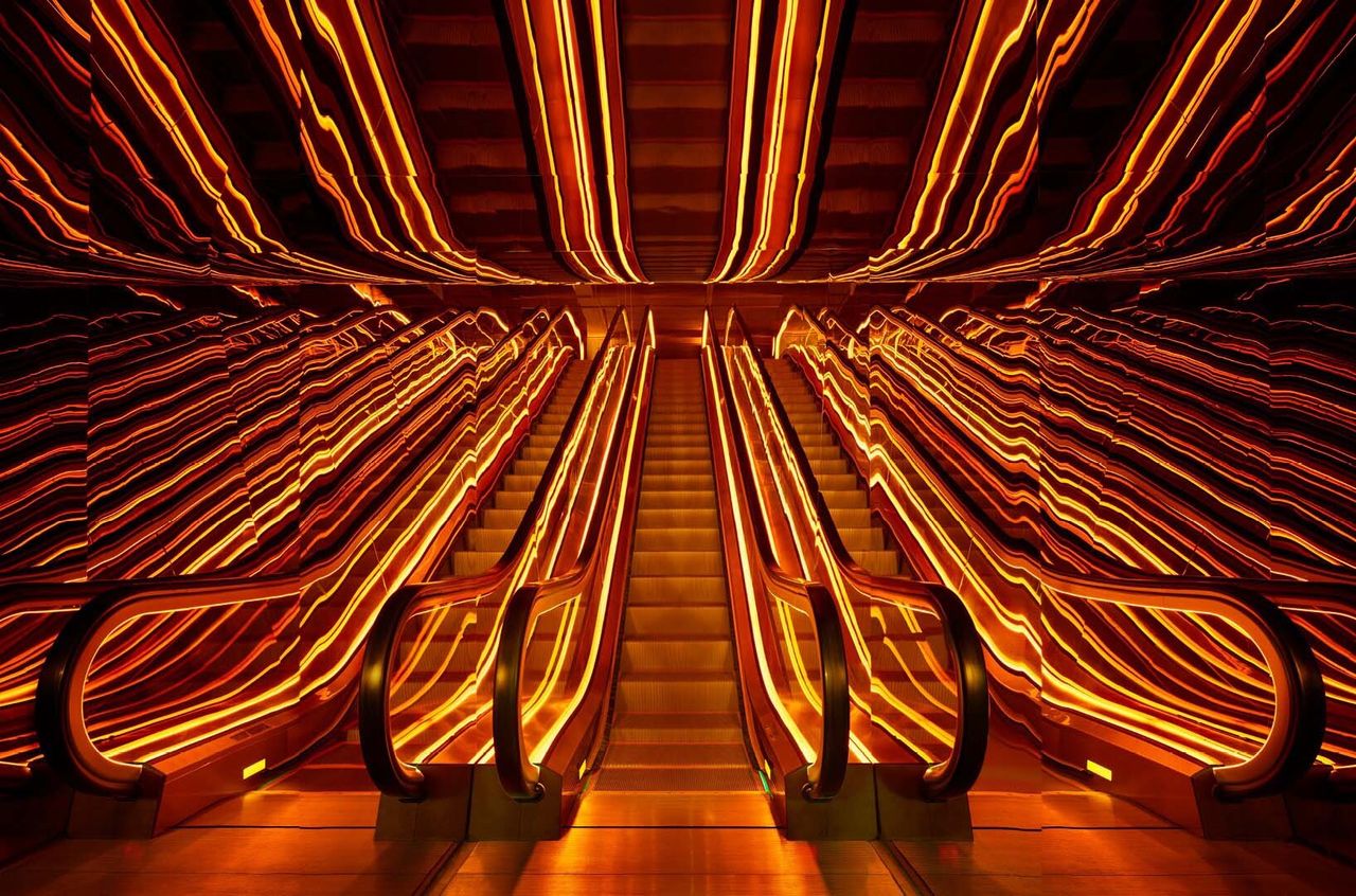 The escalators at the Public hotel in New York City. (Courtesy Ian Schrager Company)