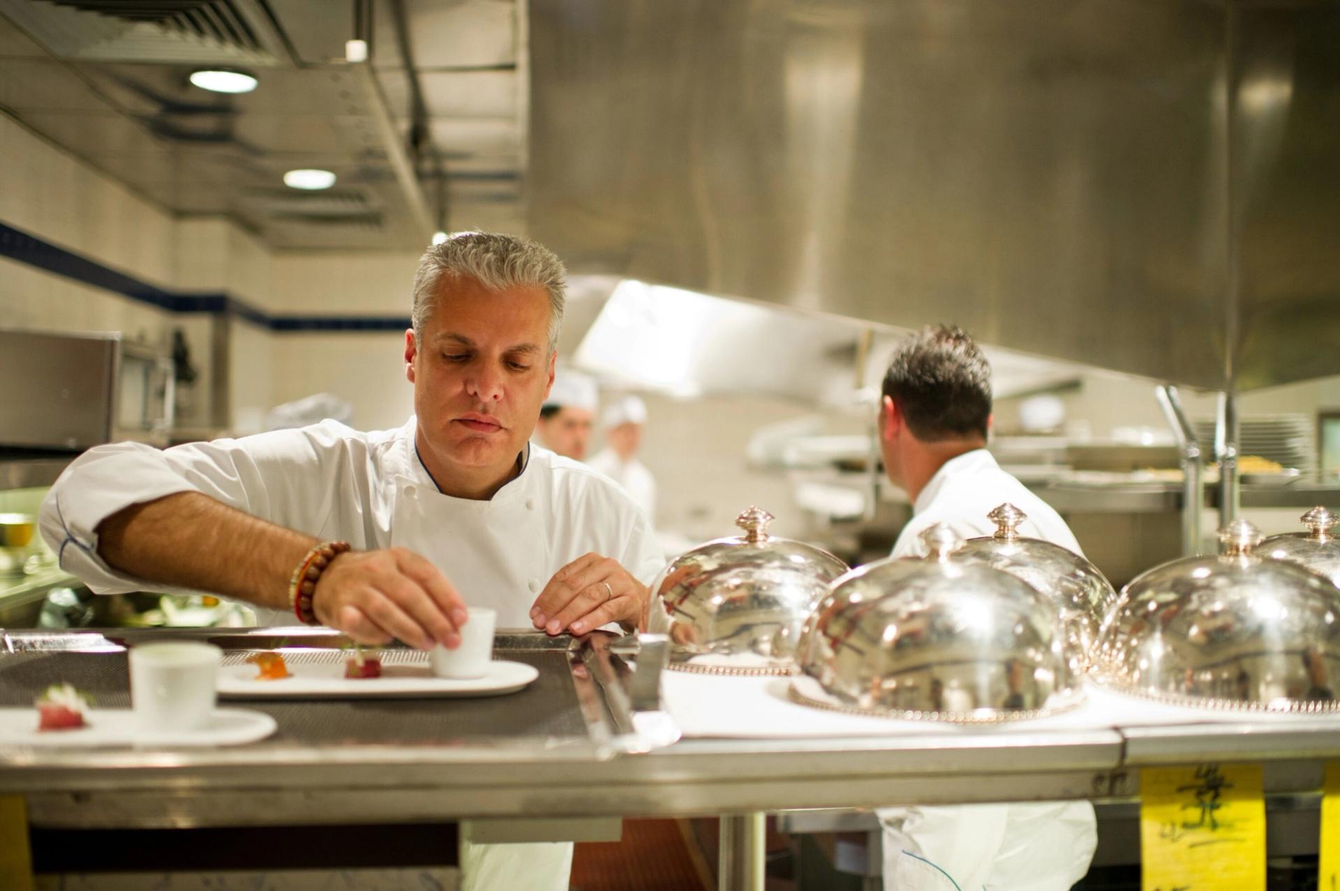 Ripert in the kitchen at Le Bernardin. (Photo: Daniel Krieger. Courtesy Le Bernardin)