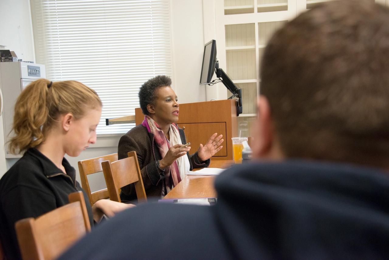 Rankine teaching at Pomona College in 2015. (Courtesy Claudia Rankine)