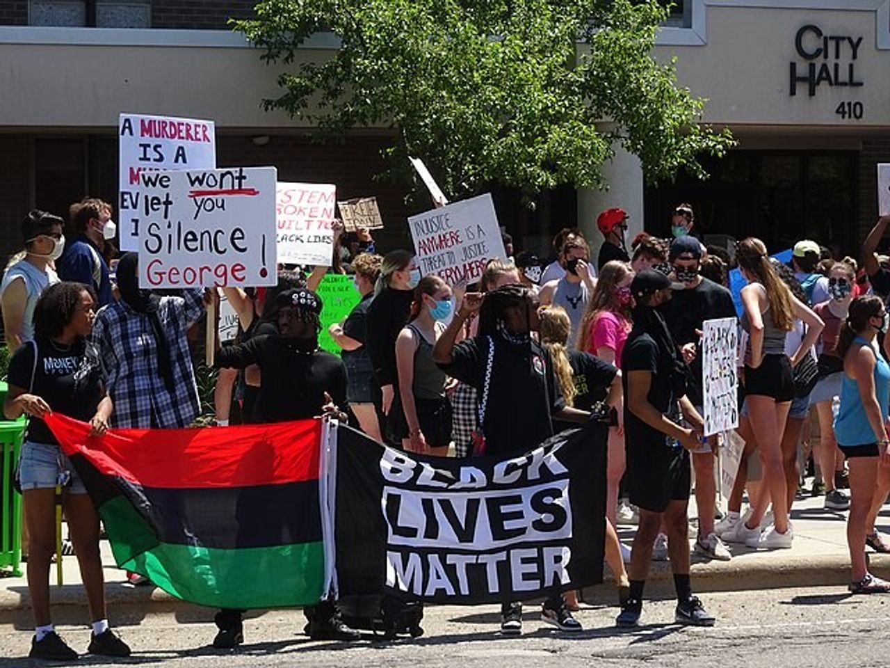 A Black Lives Matter protest in East Lansing, Michigan, in June 2020 following George Floyd’s murder. (Photo: Guettarda)