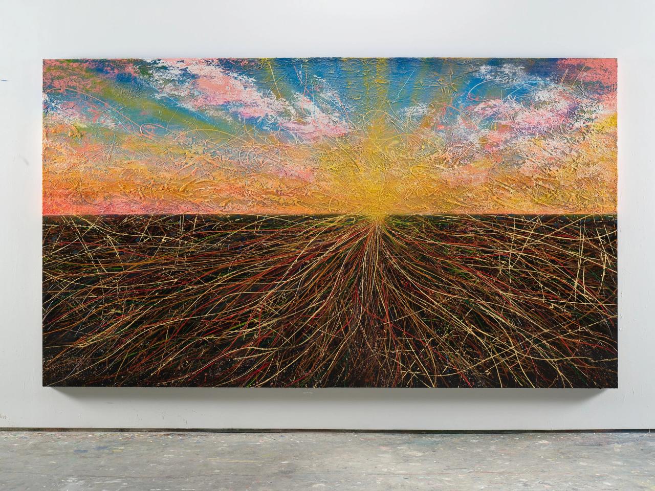 “Miami Sunset” (2022), one of the works in Parlá’s series “Ciclos: Blooms of Mold” (2022). (Courtesy the artist)