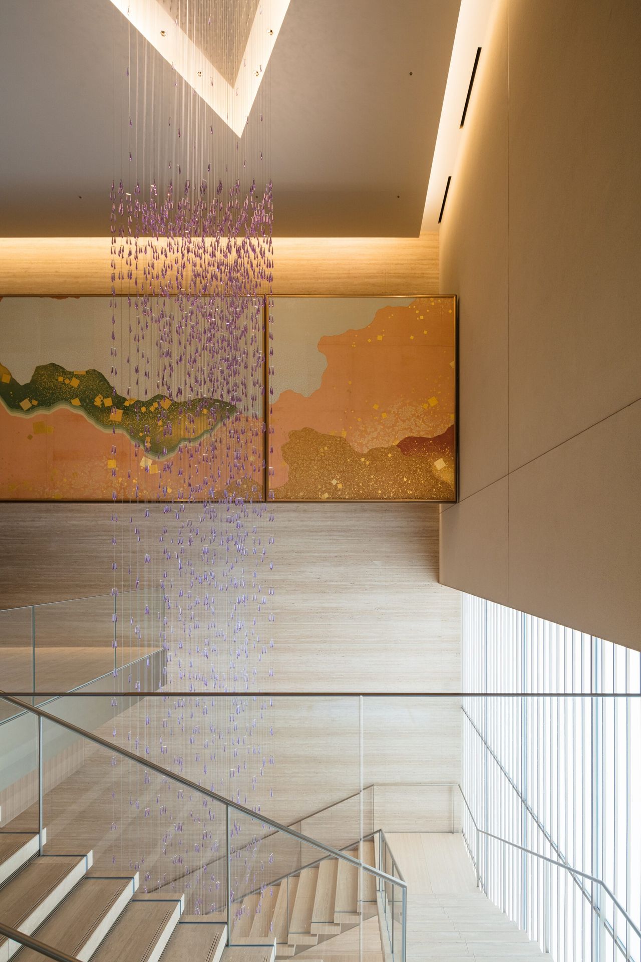 A light installation by Ghotmeh at The Okura Tokyo hotel in Japan, completed in 2019. (Photo: Naomichi Sode. Courtesy Lina Ghotmeh)