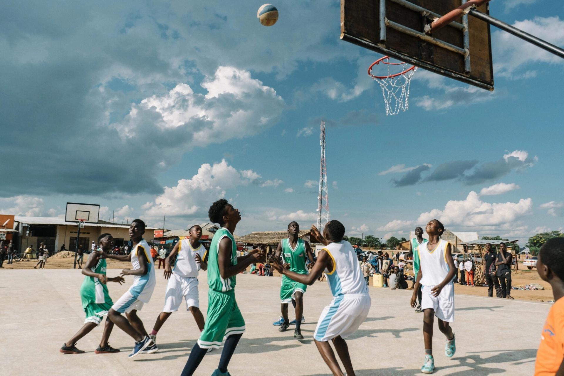 A basketball court built by to.org at the Nakivale Refugee Settlement in Uganda. (Courtesy to.org)