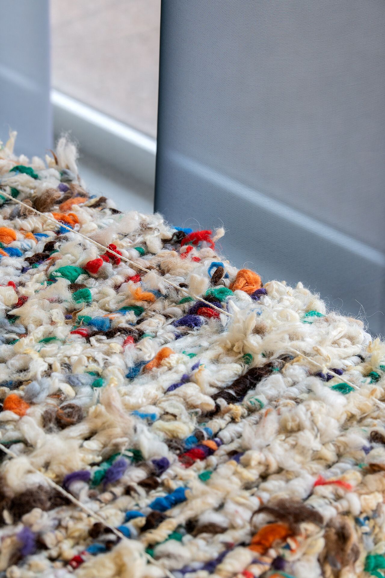 A close-up of a rug from Saville’s Technicolour collection with Kvadrat. (Courtesy Kvadrat)