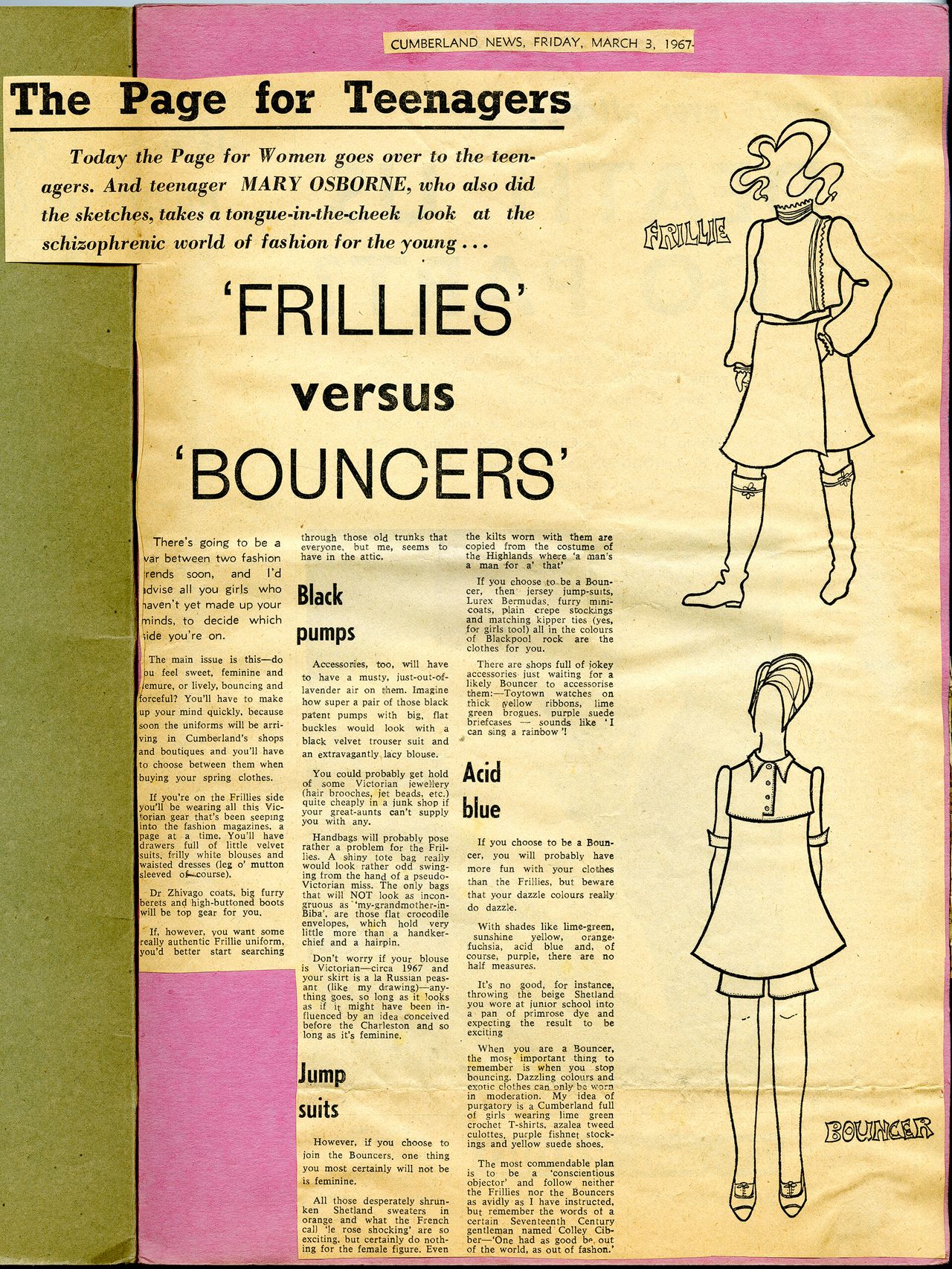 Robinson’s fashion article, published in the Cumberland News on March 3, 1967. (Courtesy Special Collections, UC Davis Library [Robinson (Jancis) Papers on Wine Writing, 23])
