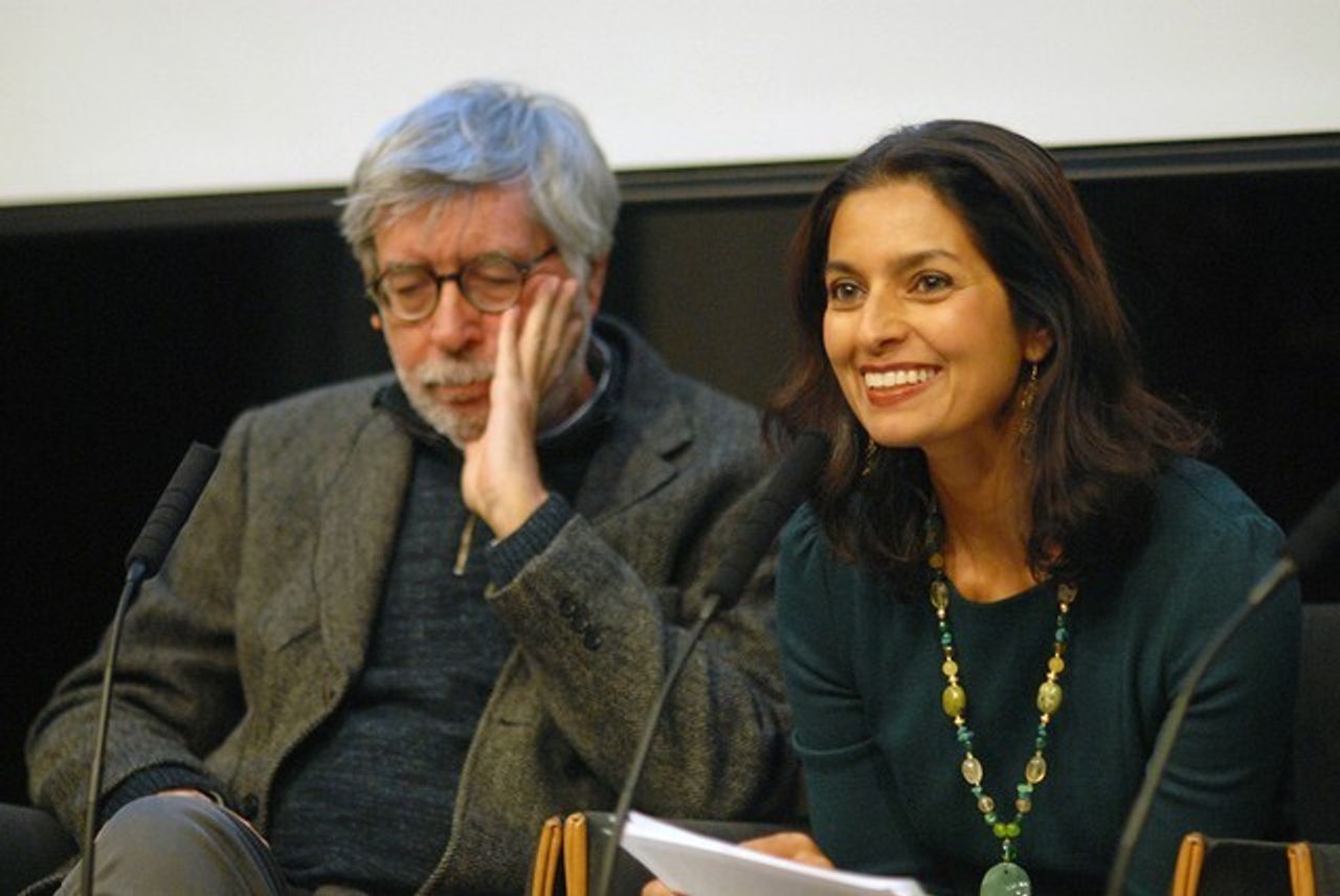 Lahiri with Italian writer, screenwriter, and journalist Domenico Starnone. (Photo: Leanne Tendenci)