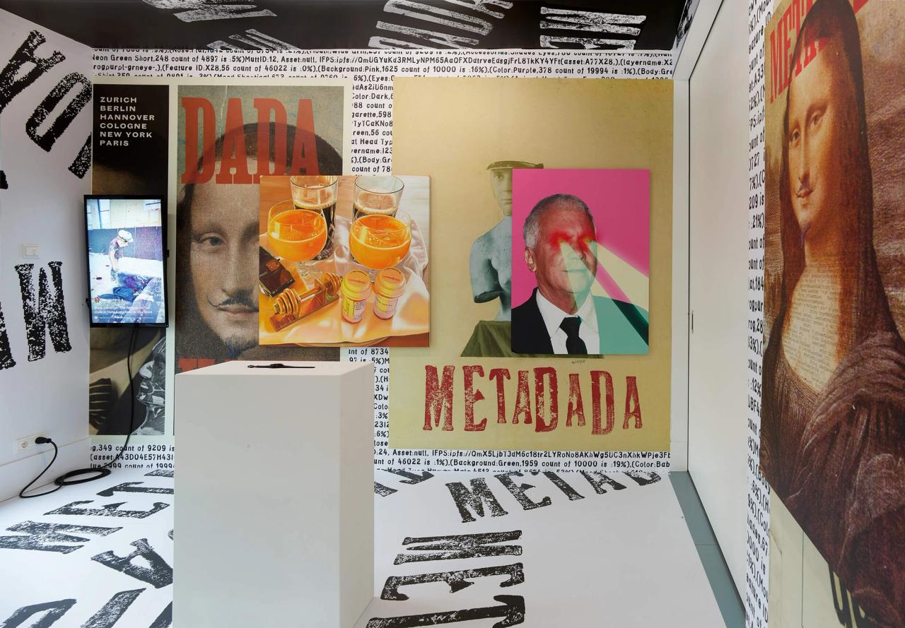 Schachter’s recent exhibition “Metadada” at the Nagel Draxler Crypto Kiosk in Berlin. (Photo: Simon Vogel. Courtesy the artist and Galerie Nagel Draxler Berlin/Cologne/Munich)