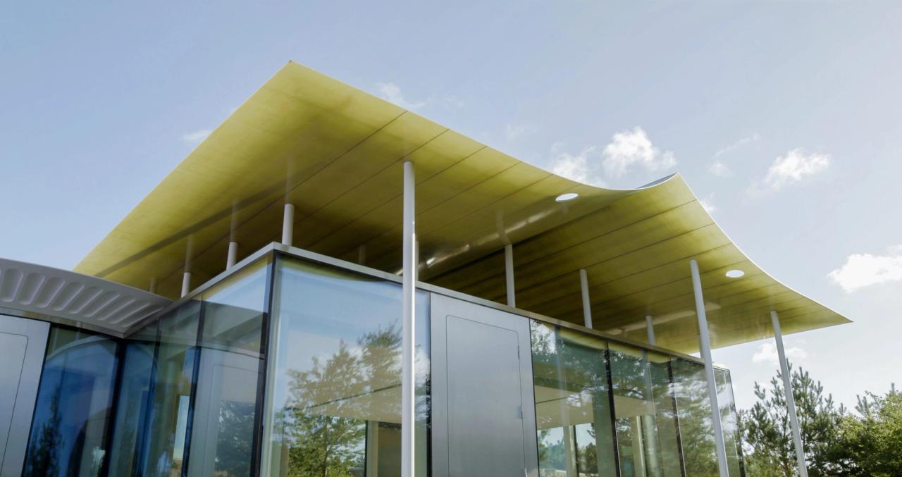 “The Triple Folly” sculpture on the Kvadrat campus in Ebeltoft, Denmark. (Photo: Nic Tenwiggenhorn. Courtesy Kvadrat)