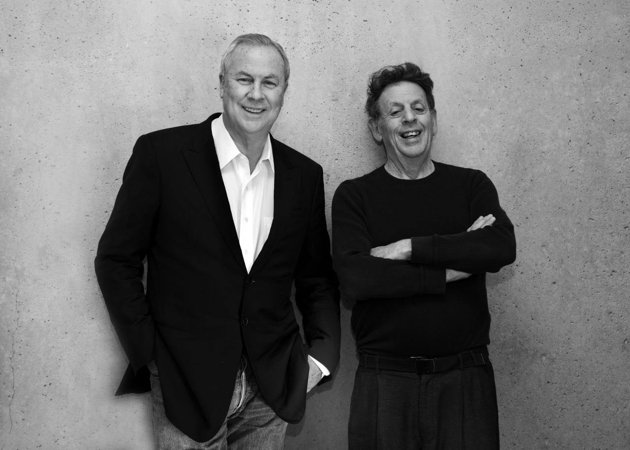 Wilson (left) with Philip Glass. (Courtesy Robert Wilson)