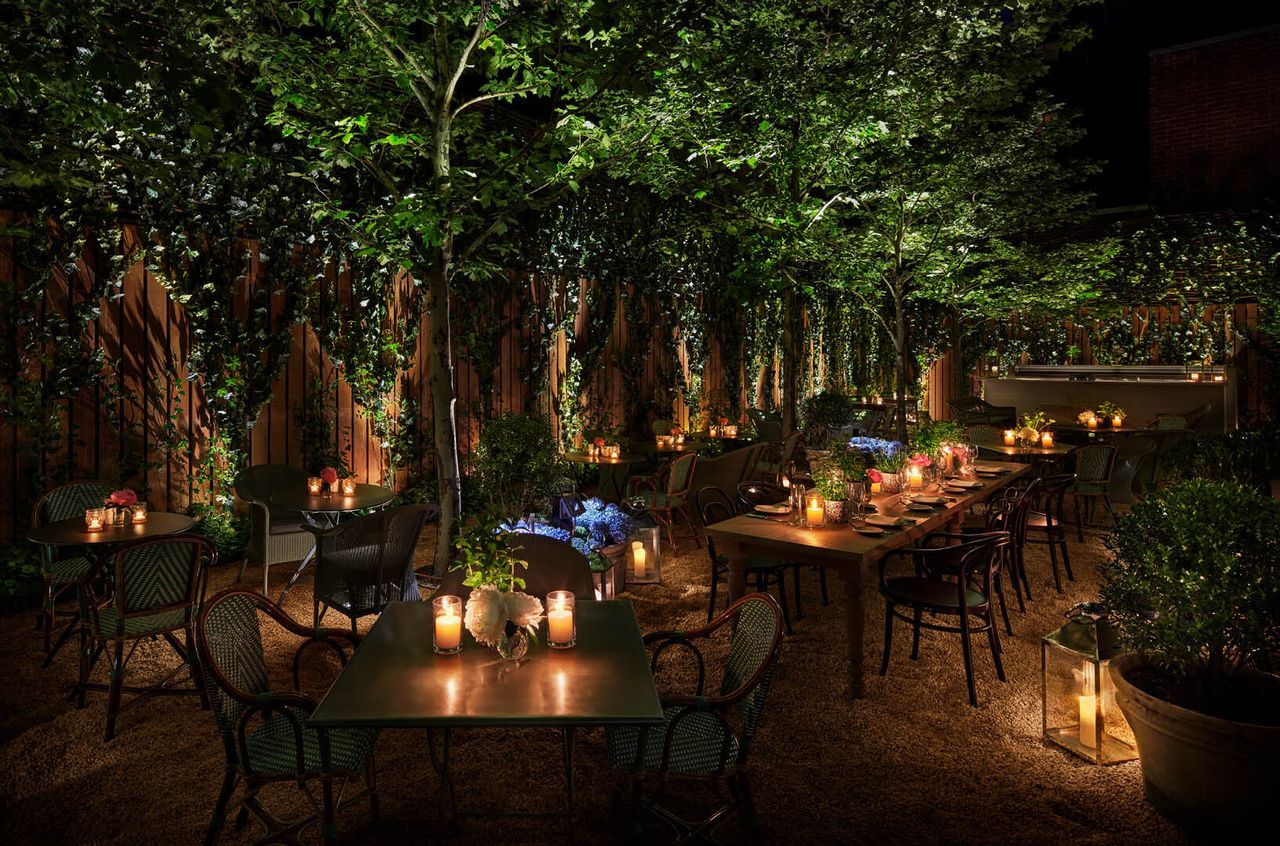 View of the Bowery Garden at the Public hotel in New York City. (Courtesy Ian Schrager Company)