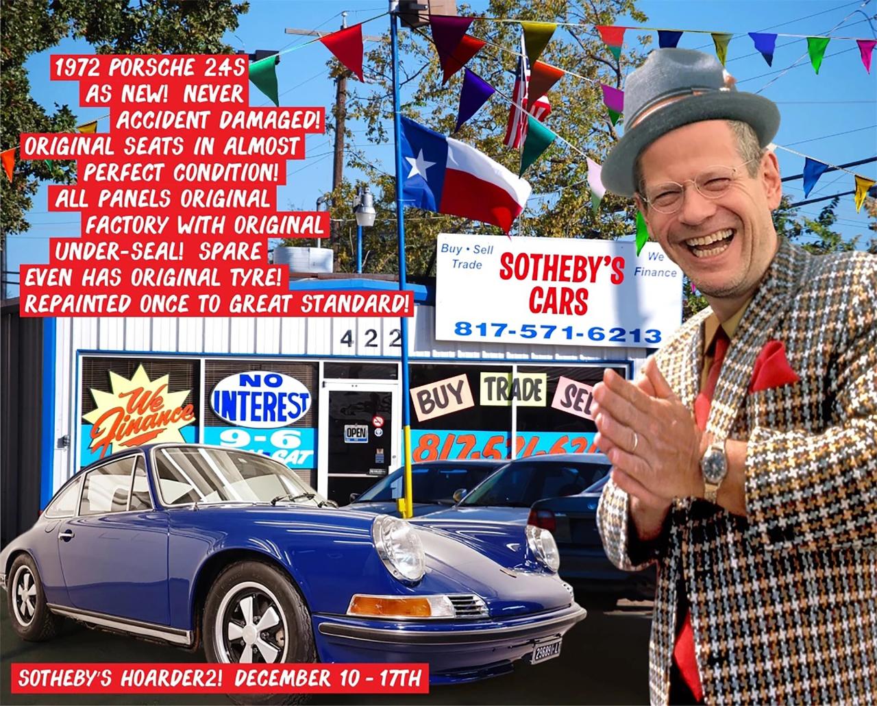 Fake advertisements made by Schachter for his sale “The Hoarder: Part II” at Sotheby’s. (Courtesy Kenny Schachter)