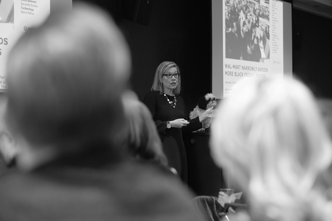 Millman teaching the Master’s in Branding program at the School of Visual Arts. (Courtesy Debbie Millman)