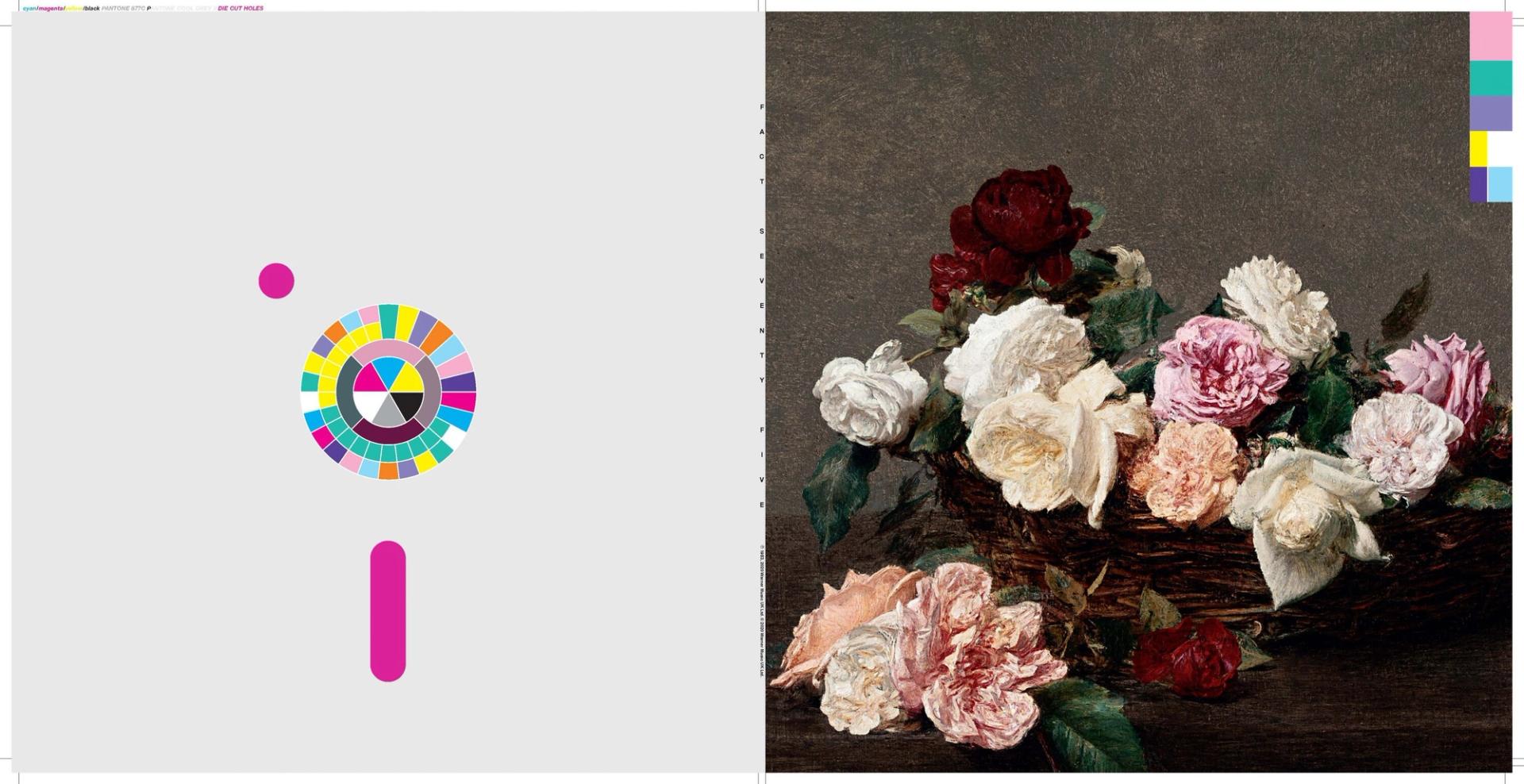 The front (right) and back (left) of the cover designed by Saville for New Order’s album Power, Corruption & Lies (1983). (Courtesy The Factory Records Catalogue)