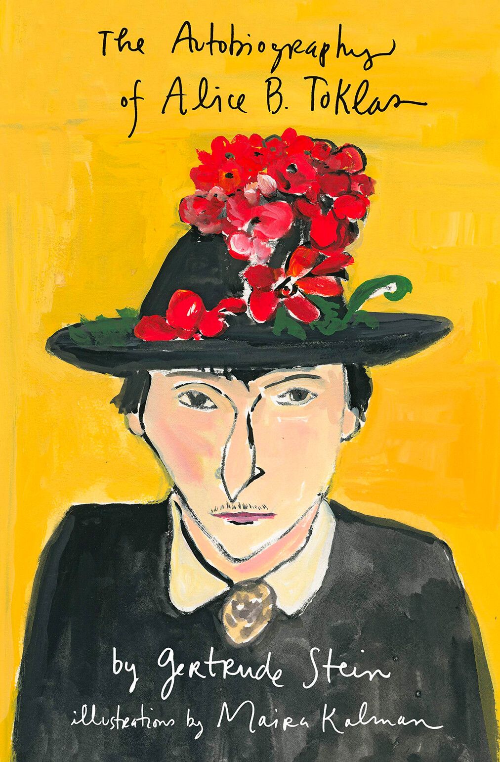 Illustrated book cover of woman with black hat with flowers