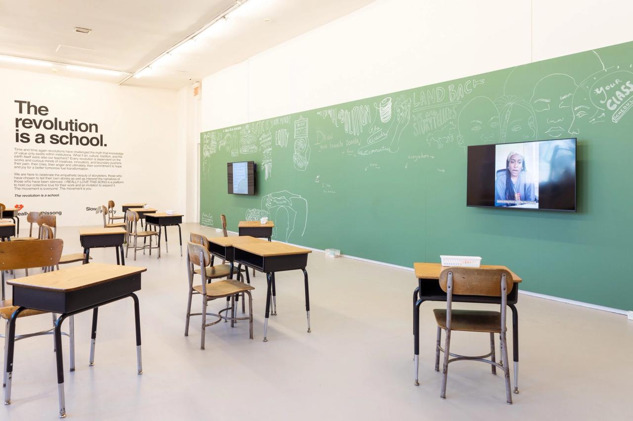 Slow Factory’s presentation “The Revolution Is a School” at MoMA PS1. (Courtesy MoMA PS1)
