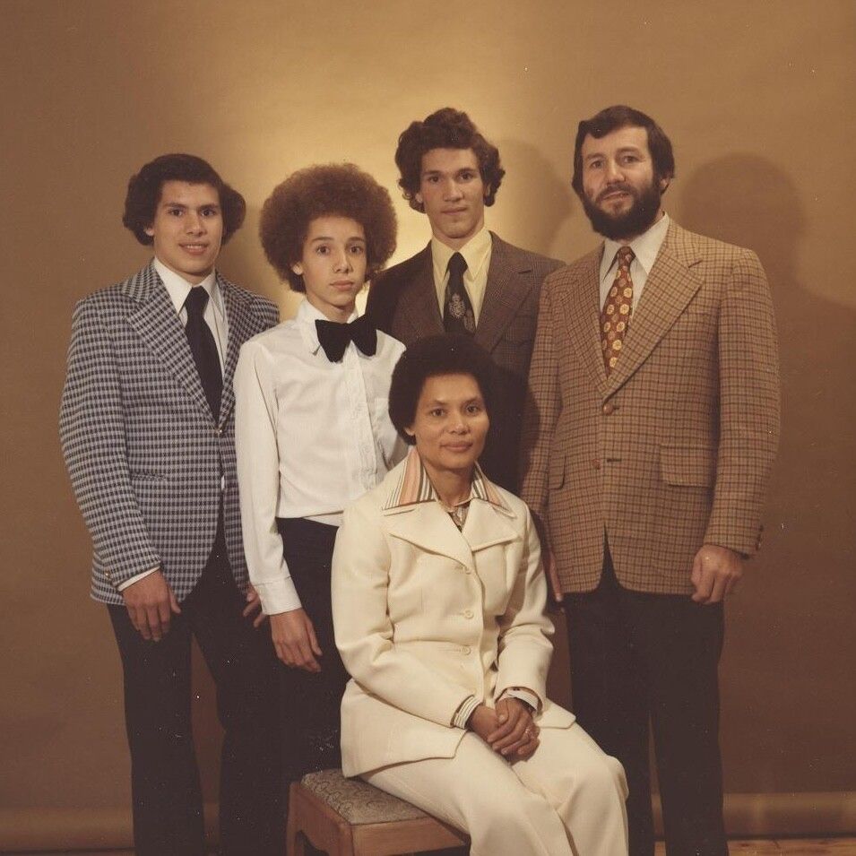 Gladwell (second from left) with his brothers, father, and mother. (Courtesy Malcolm Gladwell)