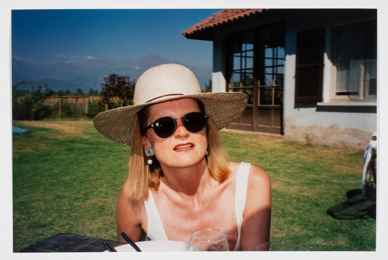 Robinson filming Jancis Robinson’s Wine Course in Chile in 1995. (Courtesy Jancis Robinson)