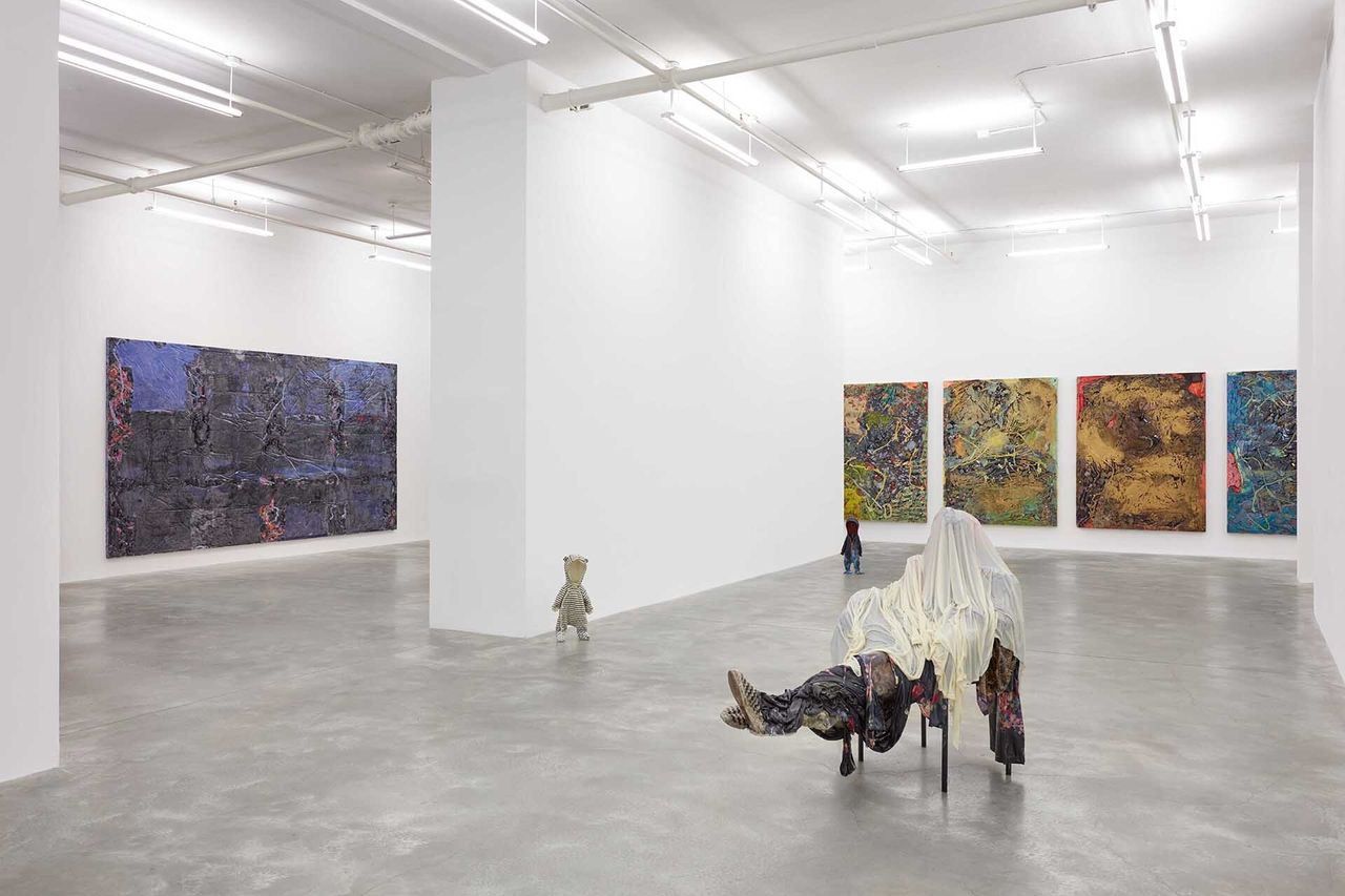 An installation view of a Kevin Beasley exhibition