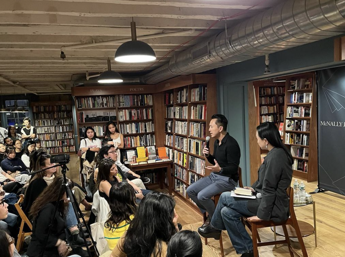 Nguyen giving a talk on October 20, 2023, at McNally Jackson Books that was originally scheduled to take place at the 92nd Street Y. (Courtesy Viet Thanh Nguyen)