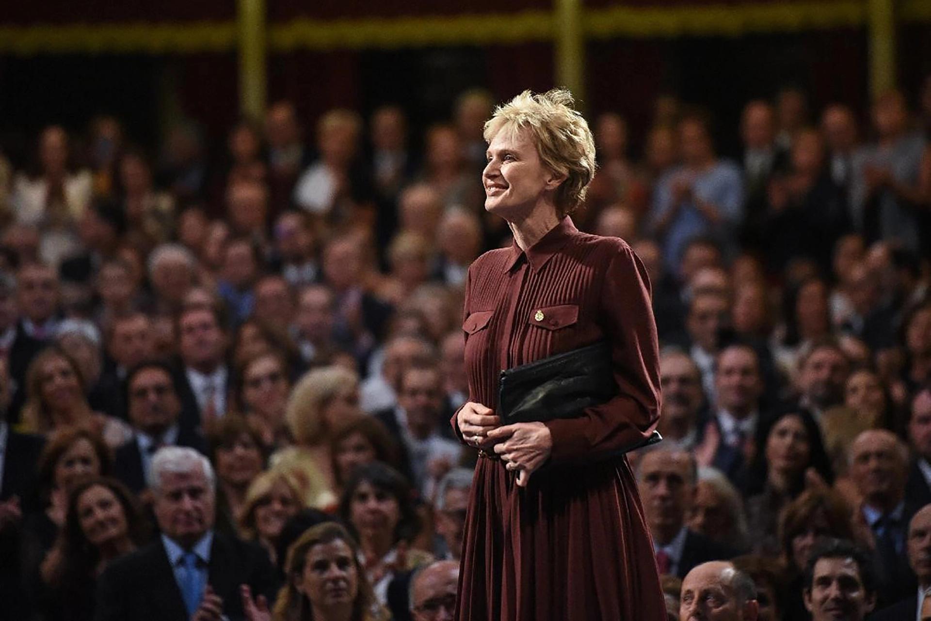 Hustvedt winning the Princess of Asturias Prize in 2019. (Courtesy Siri Hustvedt)