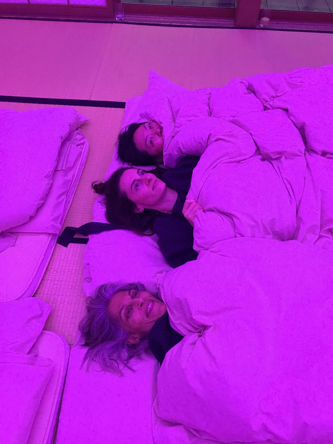 Adelman (center) and her friends during their visit to James Turrell’s House of Light in Japan. (Courtesy Lindsey Adelman)