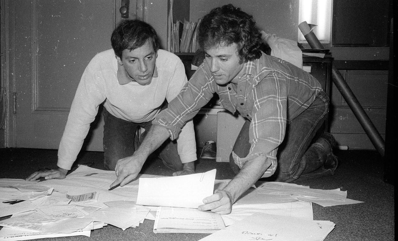 Schrager (right) and Steve Rubell (left) making plans for the opening of Studio 54. (Courtesy Ian Schrager Studio)