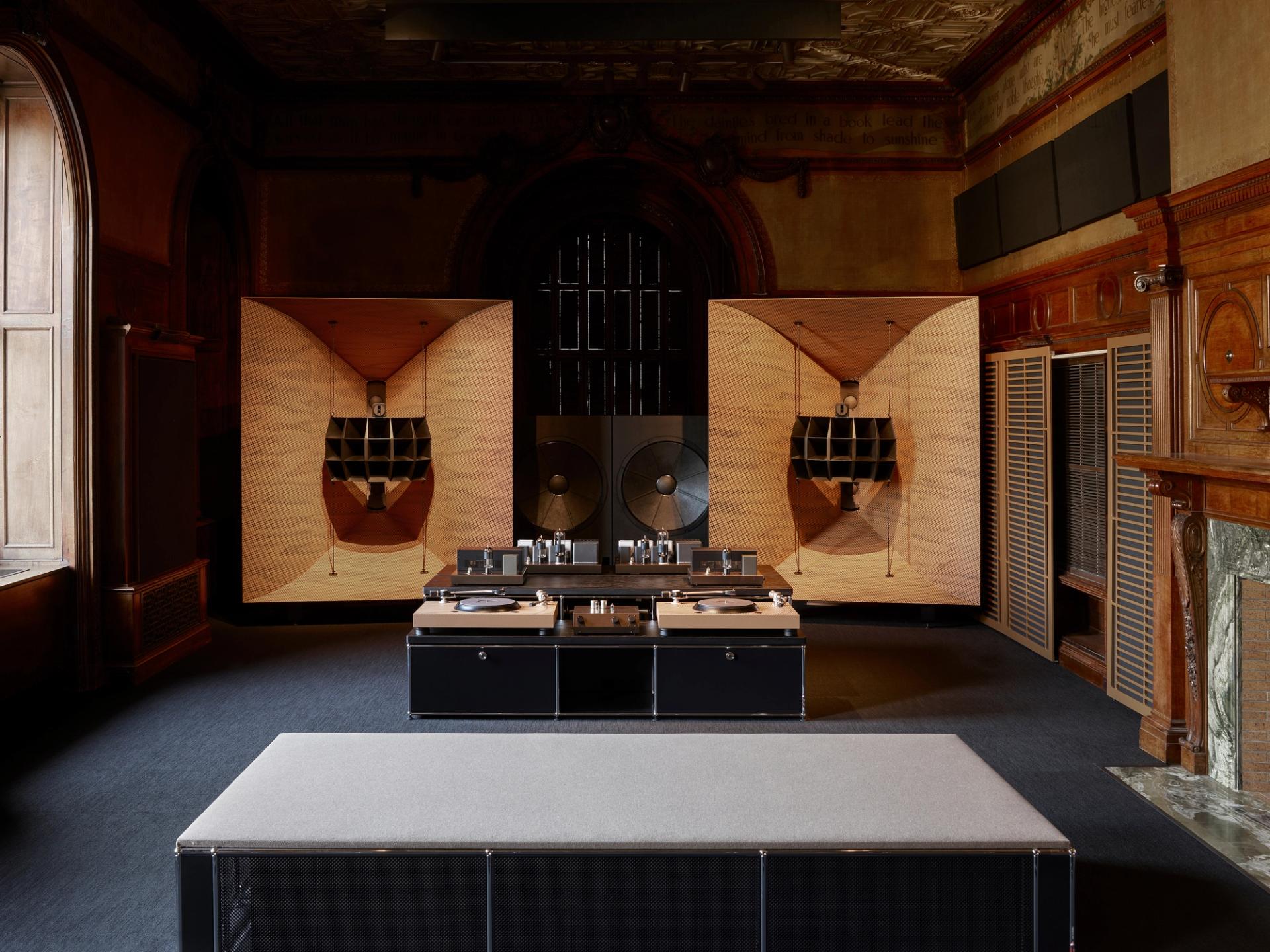 View of Devon Turnbull’s “HiFi Pursuit Listening Room Dream No. 3” at the Cooper Hewitt, Smithsonian Design Museum in 2025. (Courtesy Devon Turnbull/Lisson Gallery; Photo: Mark Waldhauser)