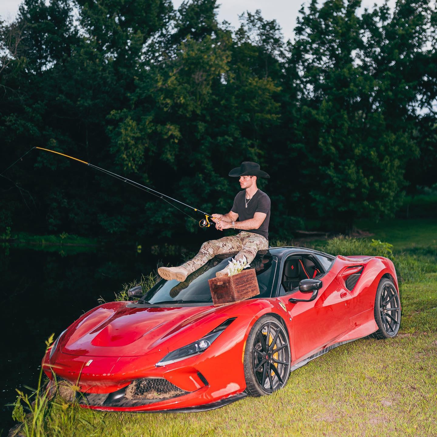 A photo of Detwiler fishing atop the Ferrari was posted to Instagram with the caption, “Using my Ferrari how it was meant to be used.” Credit: @WhistlinDiesel on Instagram.