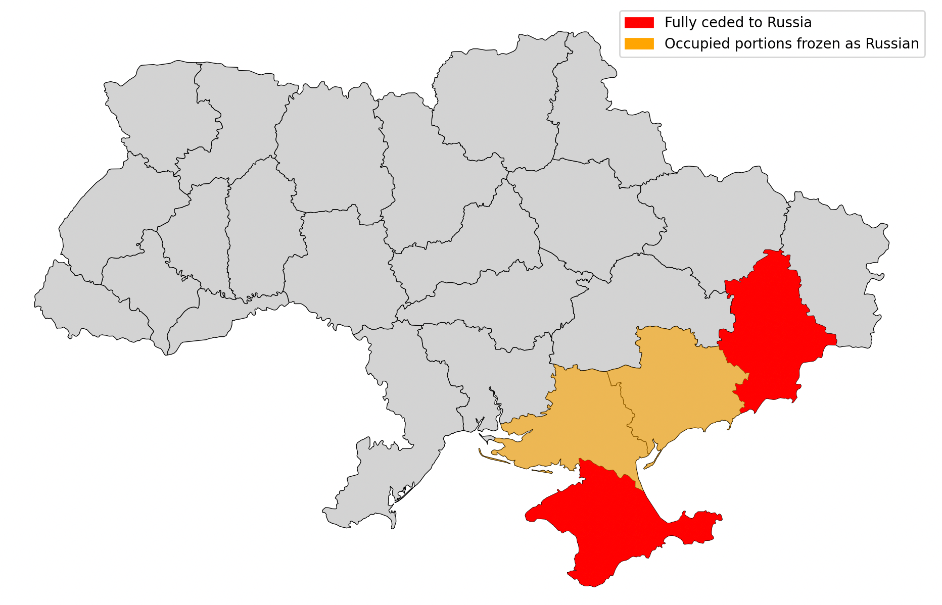 Ukraine would cede several contested territories to Russia as part of the peace deal.