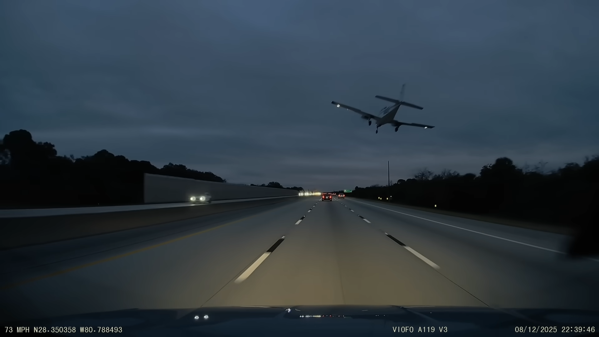 Small Plane Collides with Vehicle on Florida Interstate
