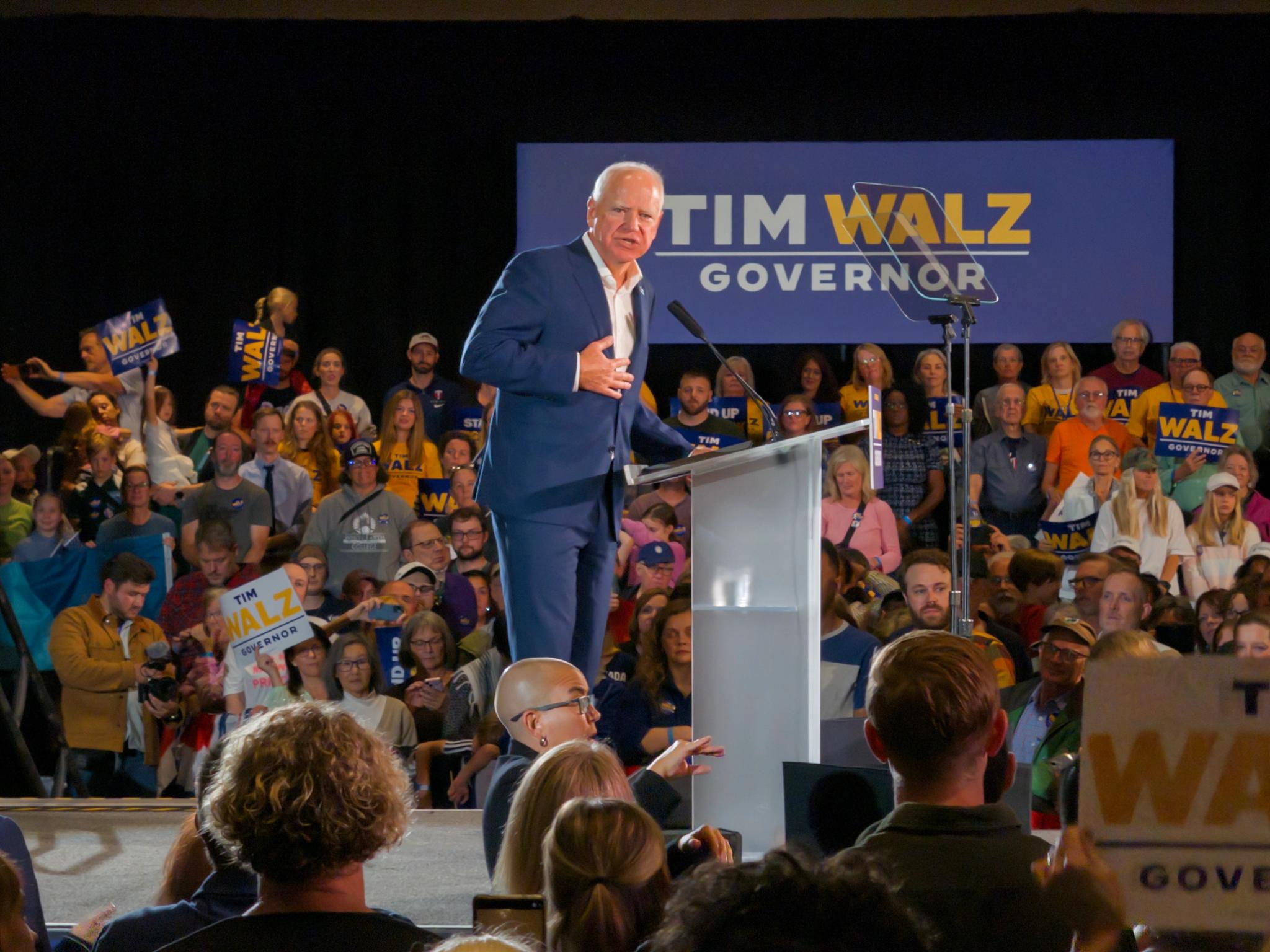 Walz during the launch of his re-election campaign in September, 2025.