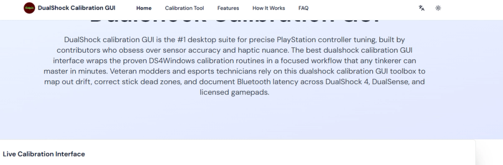image of DualShock Calibration GUI