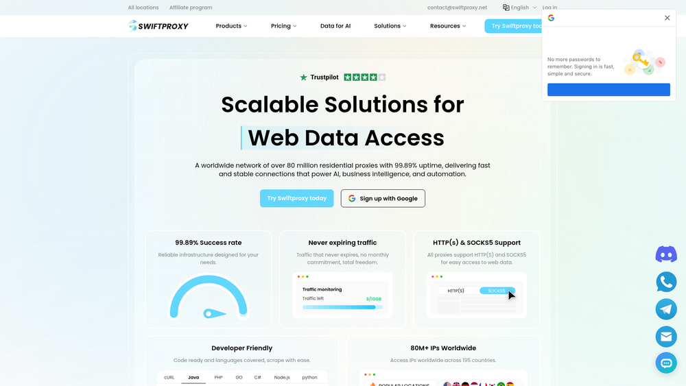 Screenshot of Swiftproxy Screenshot of Swiftproxy