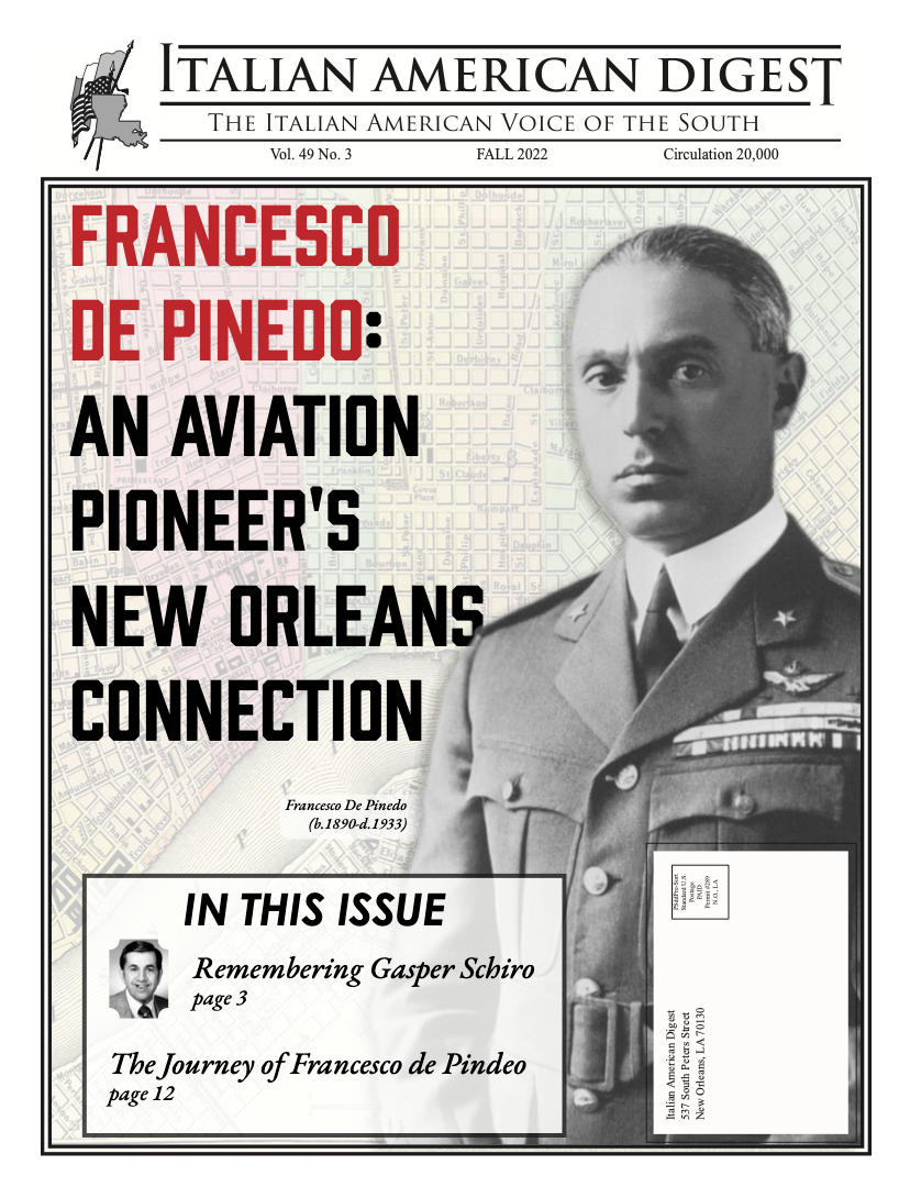 Italian American Digest Issue Francesco de pinedo: An Aviation Pioneer's New Orleans connection