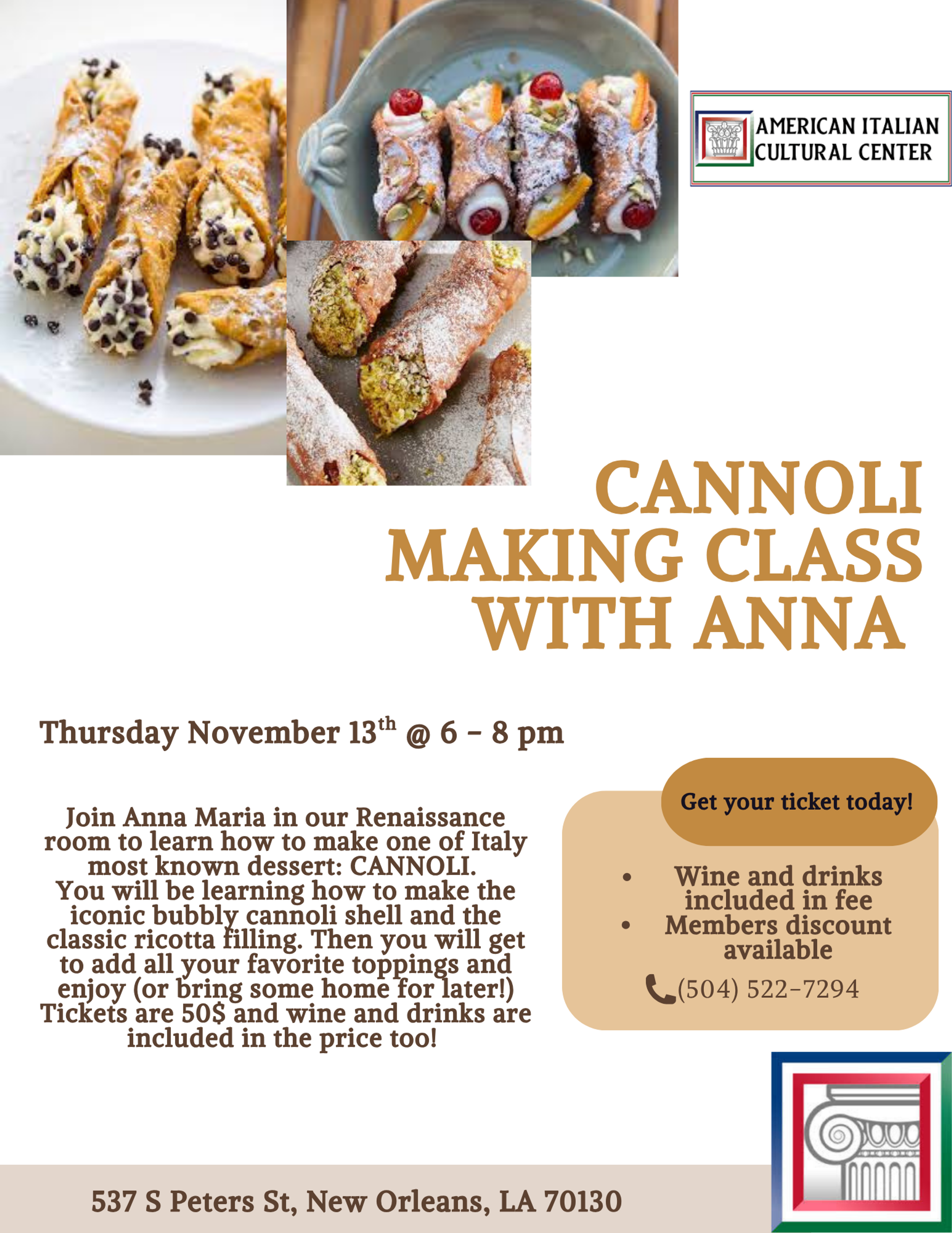 Cannoli Class with Anna poster