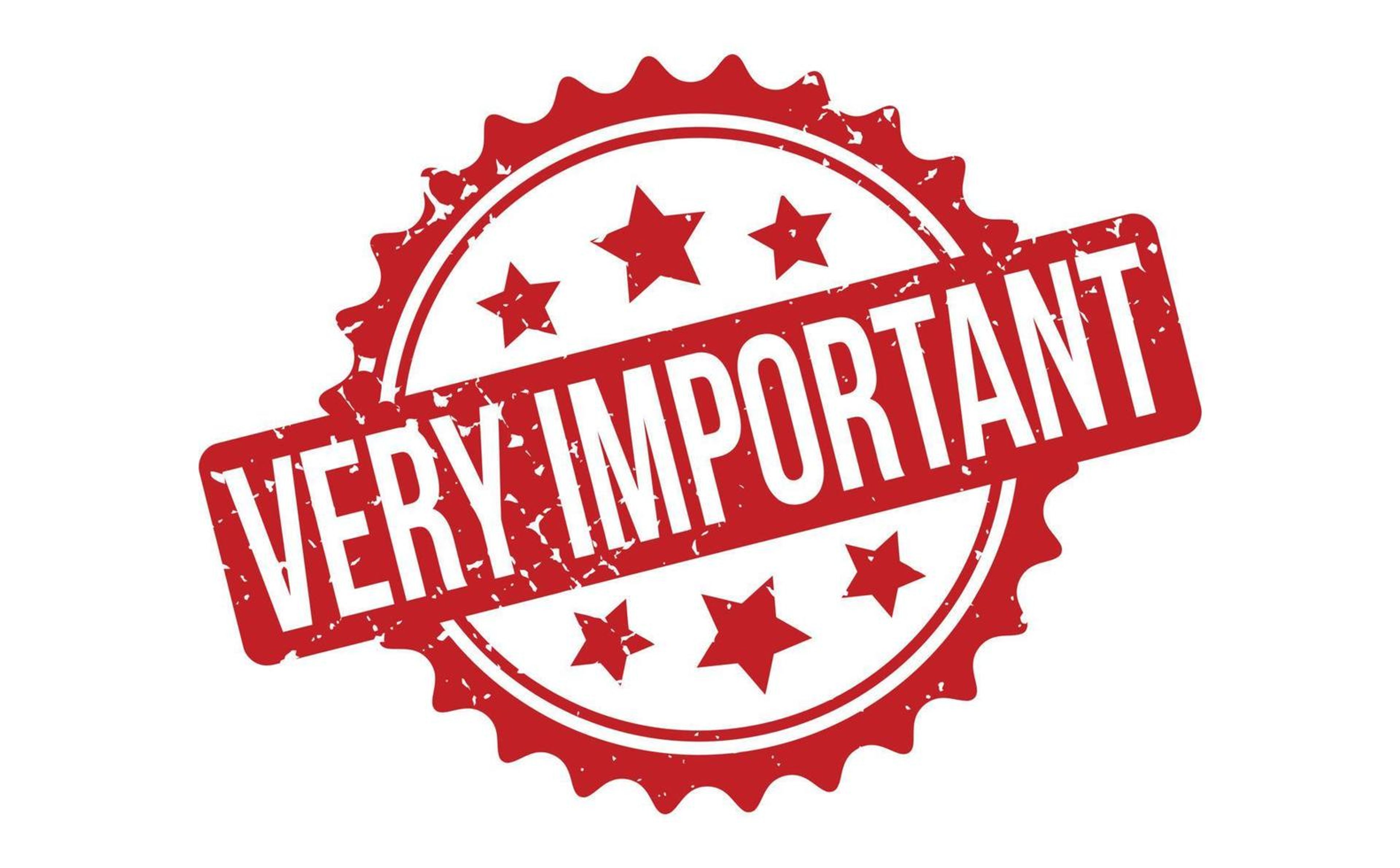 a red stamp with the words `` very important '' written inside of it .