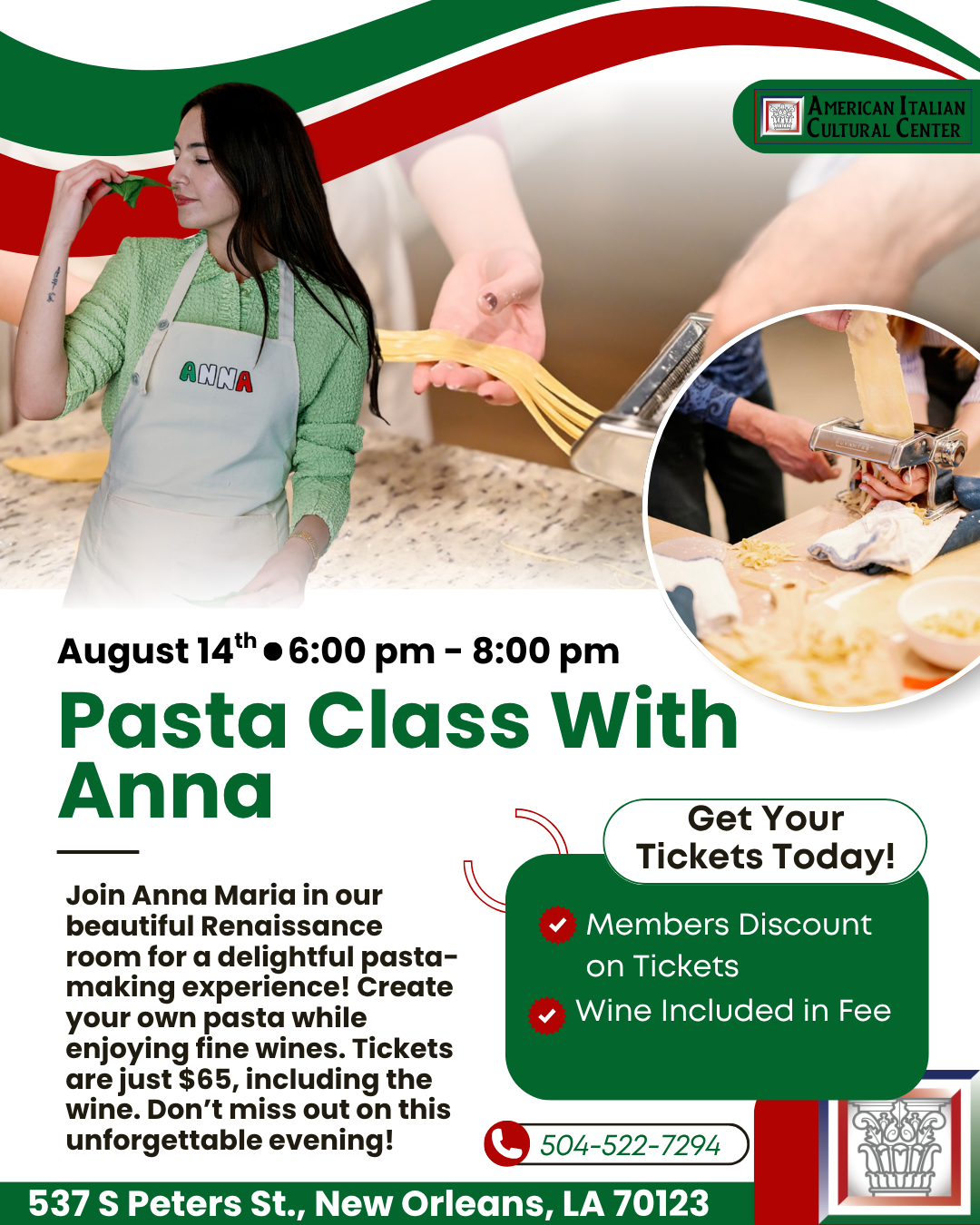 Pasta Class with Anna poster