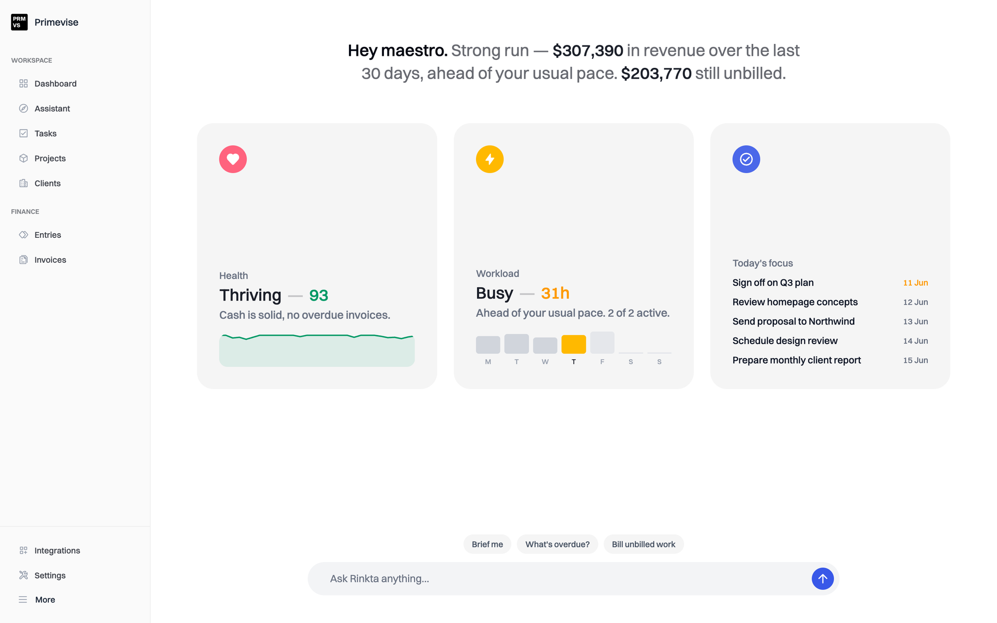 Rinkta Dashboard