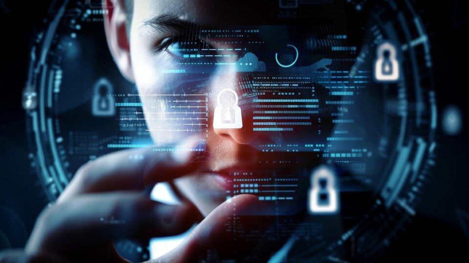 An image representing data privacy might show a person holding a secure digital lock, surrounded by binary code and symbols of encryption, emphasizing the protection of personal information.Data Privacy and AI, Data privacy and Artificial intelligence (AI) 