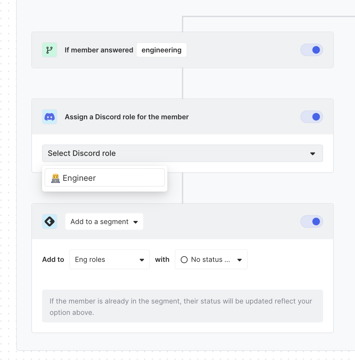 Assign a Discord role and add to a Segment