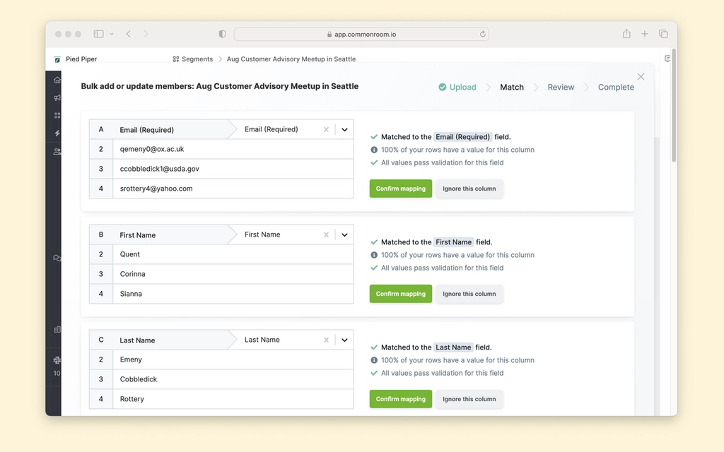 Confirm mapping and update members