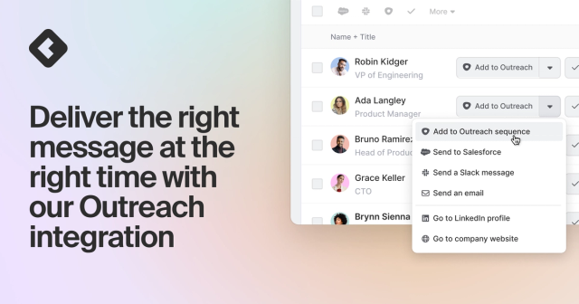 Blog title card with title: "Deliver the right message at the right time with our Outreach integration"