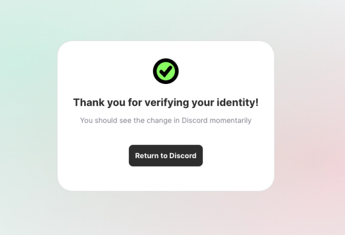 Identity verification screen confirmation