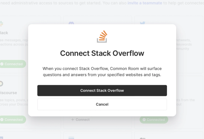 Connect Stack Overflow dialog