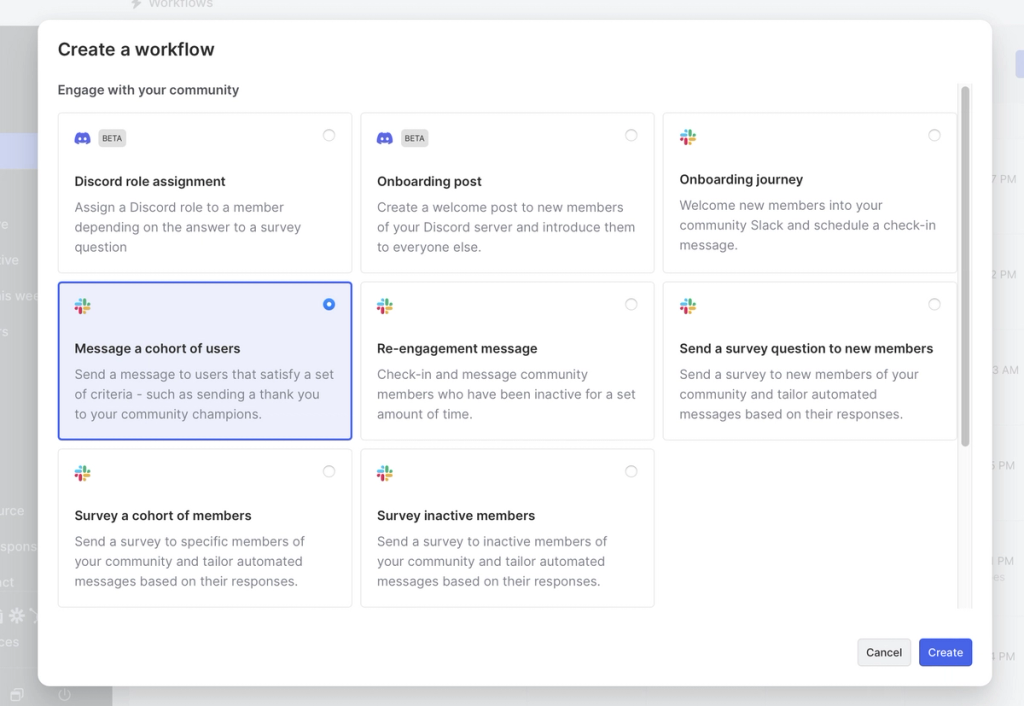 Workflow to send a bulk message to a cohort of users