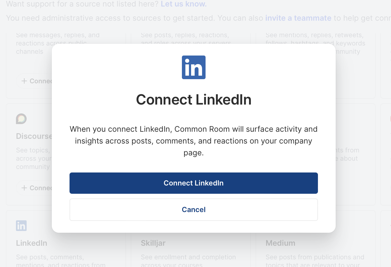 Connect LinkedIn to Common Room