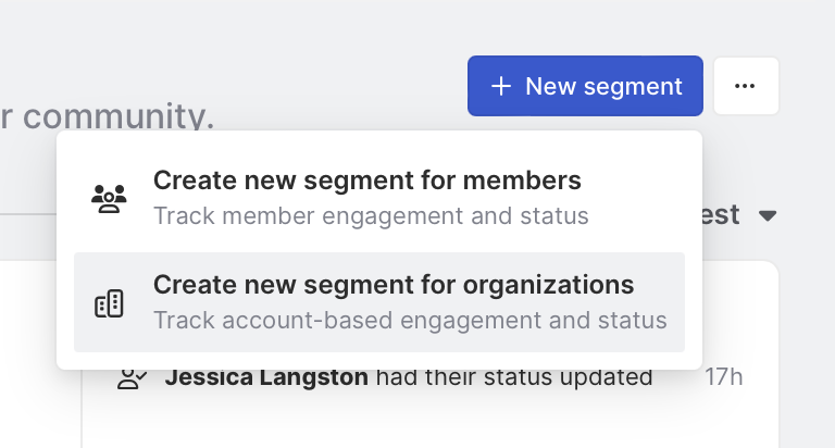 Create organization or member segments