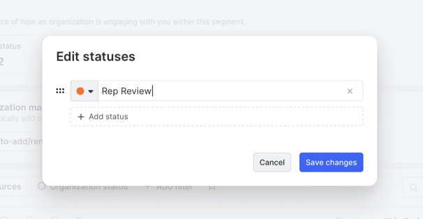 Add a status to track funnel progression within your segment