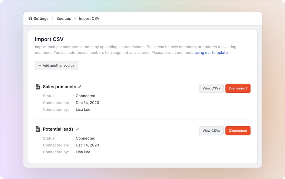 Image of CSV upload